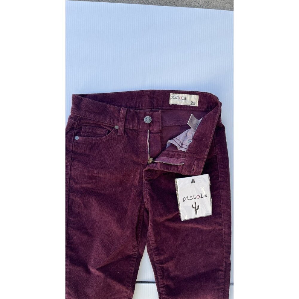 Nasty Gal Pistola Women’s Burgundy Corduroy Pants Size 25 High Waist - Picture 6 of 13